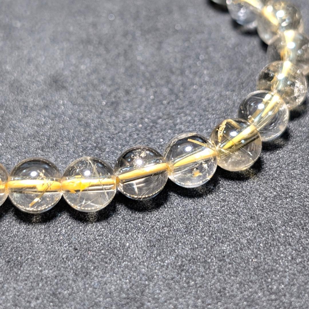 【透き通るクォーツが美しい】ゴールドルチル ブレスレット 6ミリ 水晶のお守り