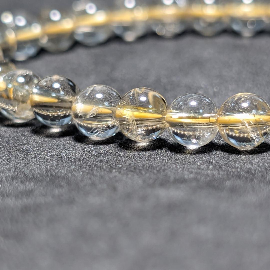 【透き通るクォーツが美しい】ゴールドルチル ブレスレット 6ミリ 水晶のお守り