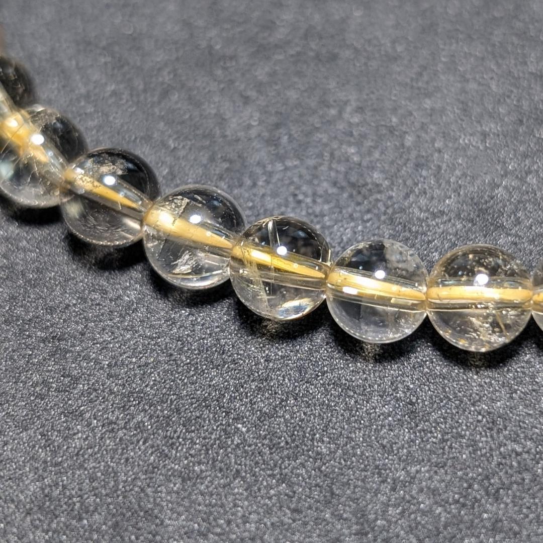 【透き通るクォーツが美しい】ゴールドルチル ブレスレット 6ミリ 水晶のお守り