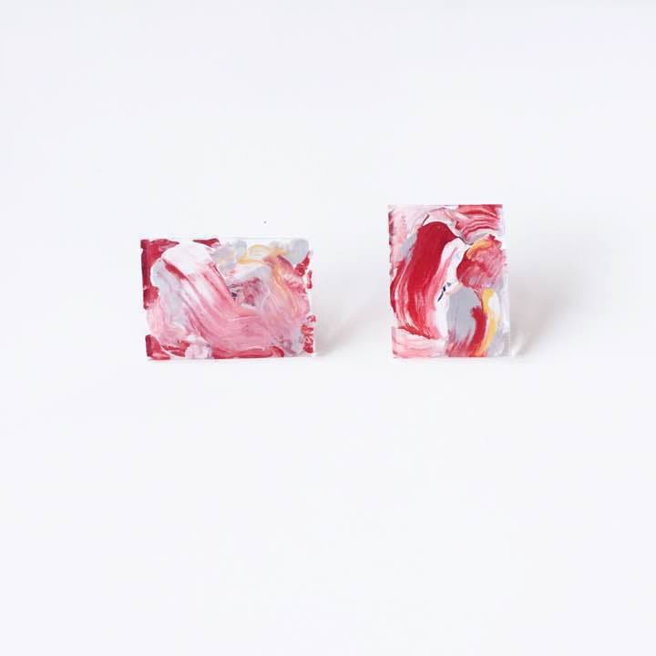 【019】ピアス イヤリング ハンドメイド ペイント おおぶり 大ぶり