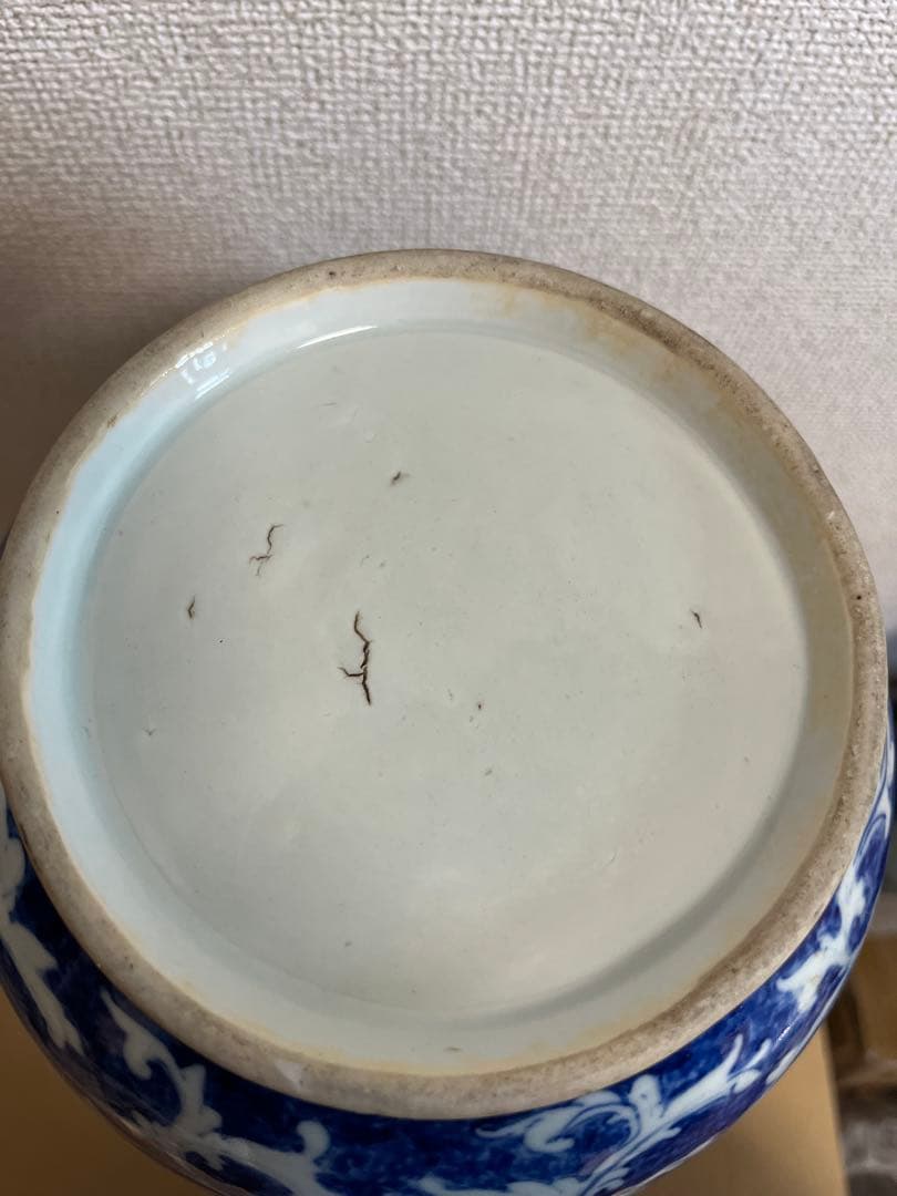 中国美術清代染付　青花細密彩画大花瓶時代物 高約39.5ｃｍ