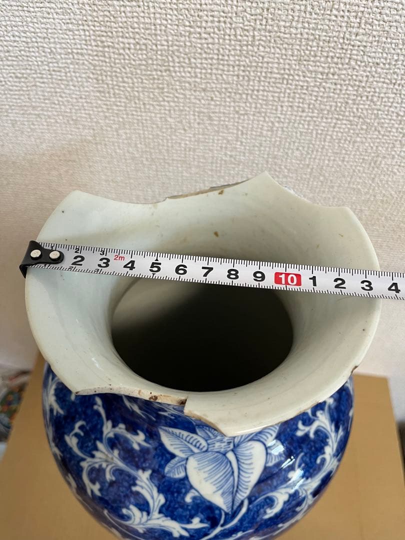 中国美術清代染付　青花細密彩画大花瓶時代物 高約39.5ｃｍ