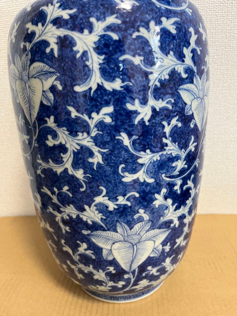 中国美術清代染付　青花細密彩画大花瓶時代物 高約39.5ｃｍ