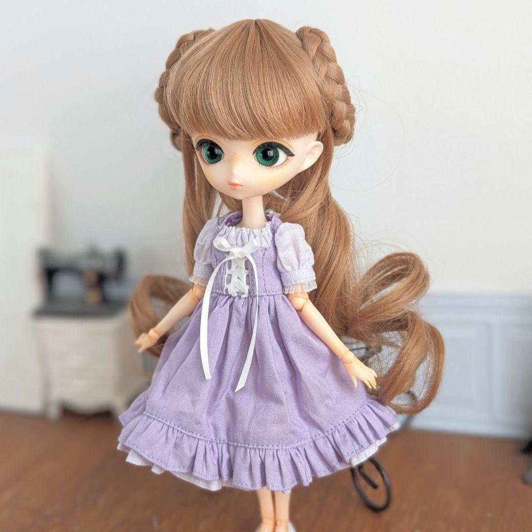 1559【ハルモニアブルーム ワンピース】ラベンダーのディアンドル風ワンピース