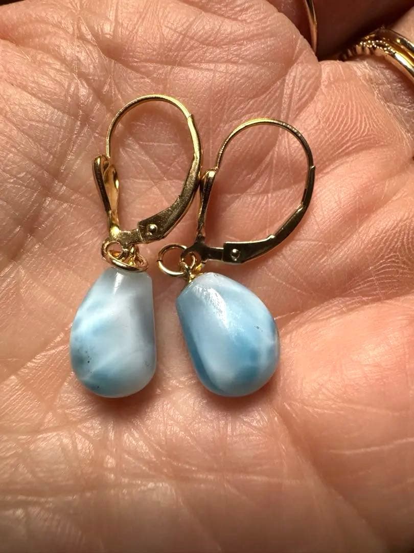 高品質ラリマー ピアス