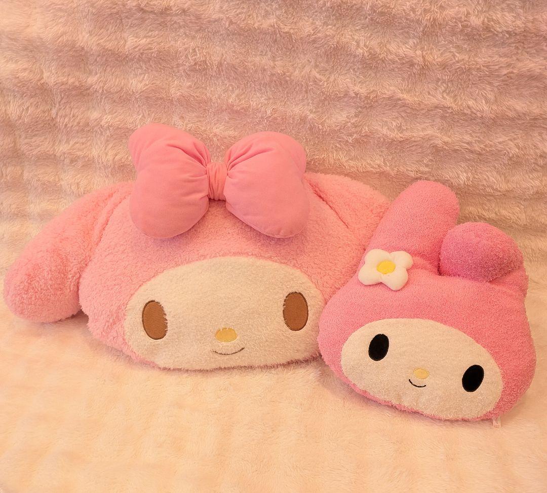 マイメロディ　ビッグフェイス形　ぬいぐるみクッション　2点セット売り☆　サンリオ