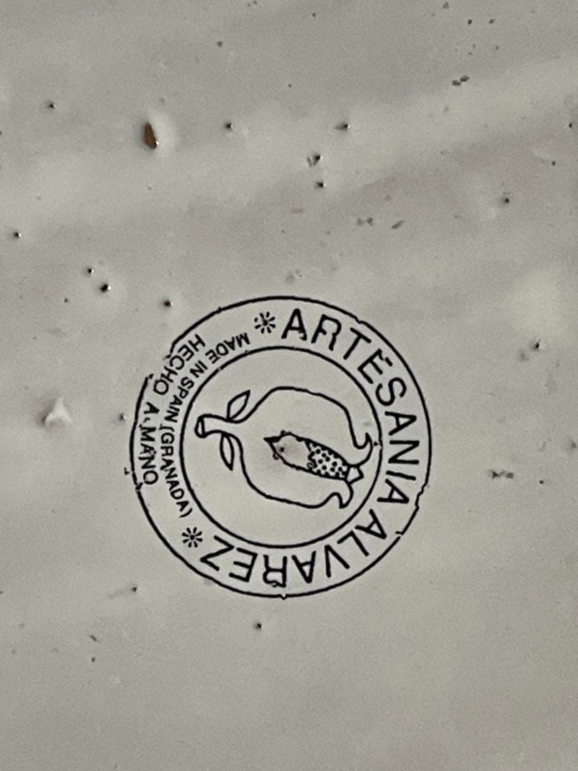 大きい プランター 鉢 陶器 花柄 スペイン 受け皿付 白 洋風 北欧 未使用