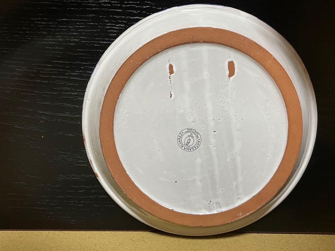 大きい プランター 鉢 陶器 花柄 スペイン 受け皿付 白 洋風 北欧 未使用