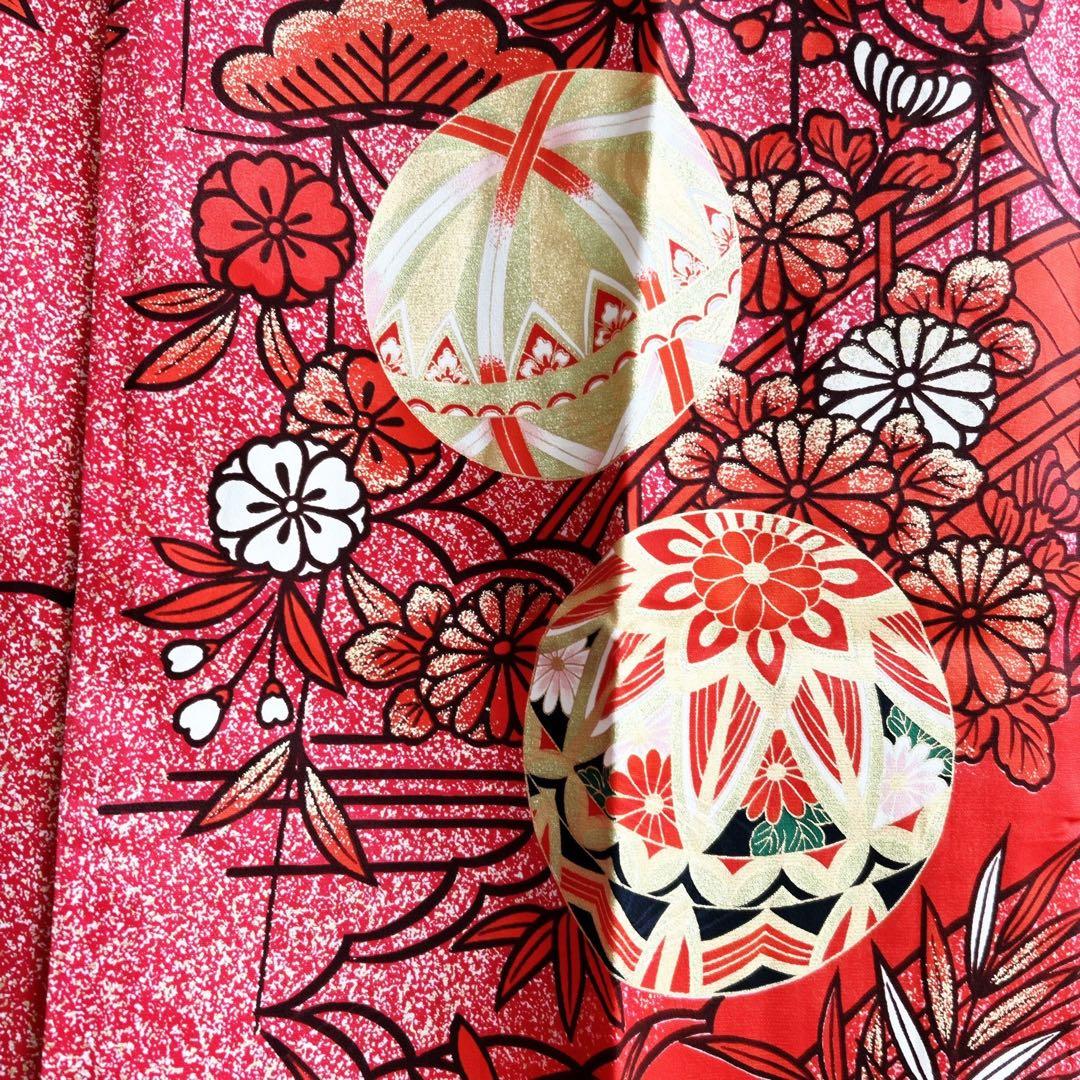 セット　七五三７歳女の子　小物　赤地　化繊　赤系　52324