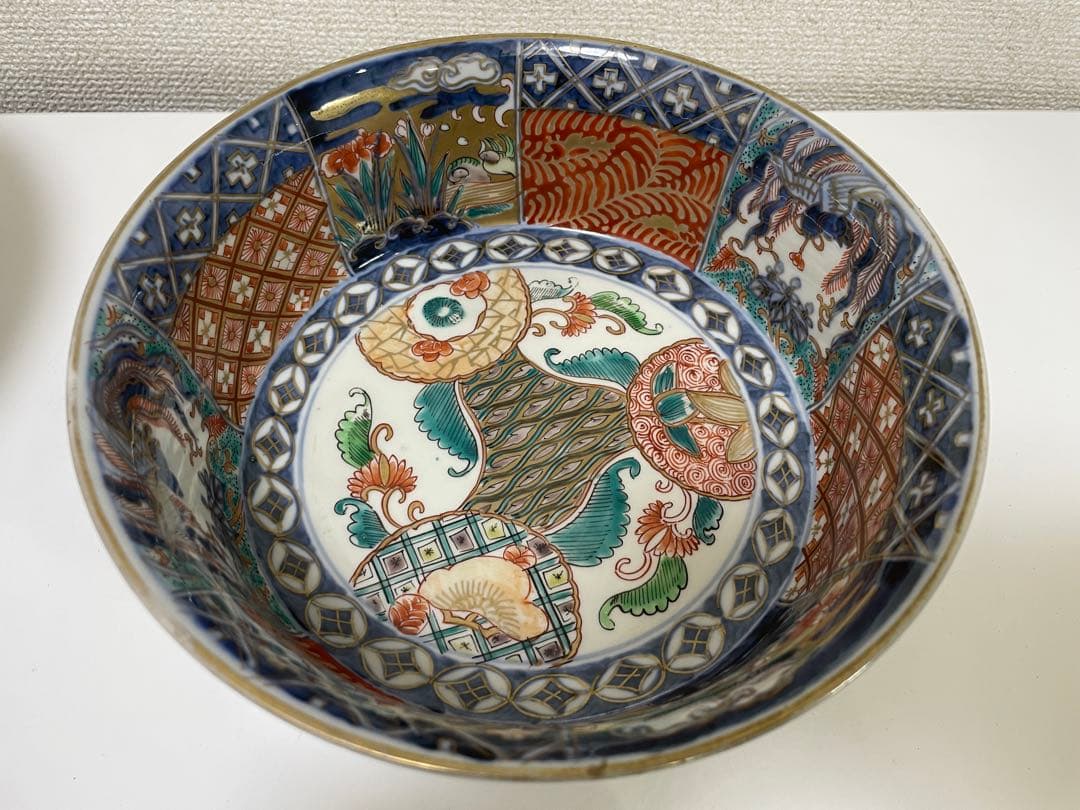 【現状品】古伊万里 有田焼 三ツ鉢 金彩 朱絵 アンティーク 時代物