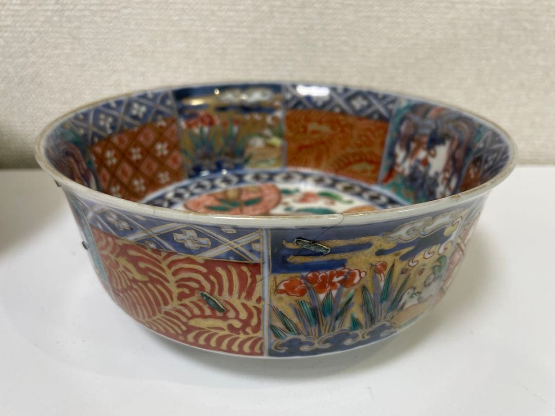 【現状品】古伊万里 有田焼 三ツ鉢 金彩 朱絵 アンティーク 時代物