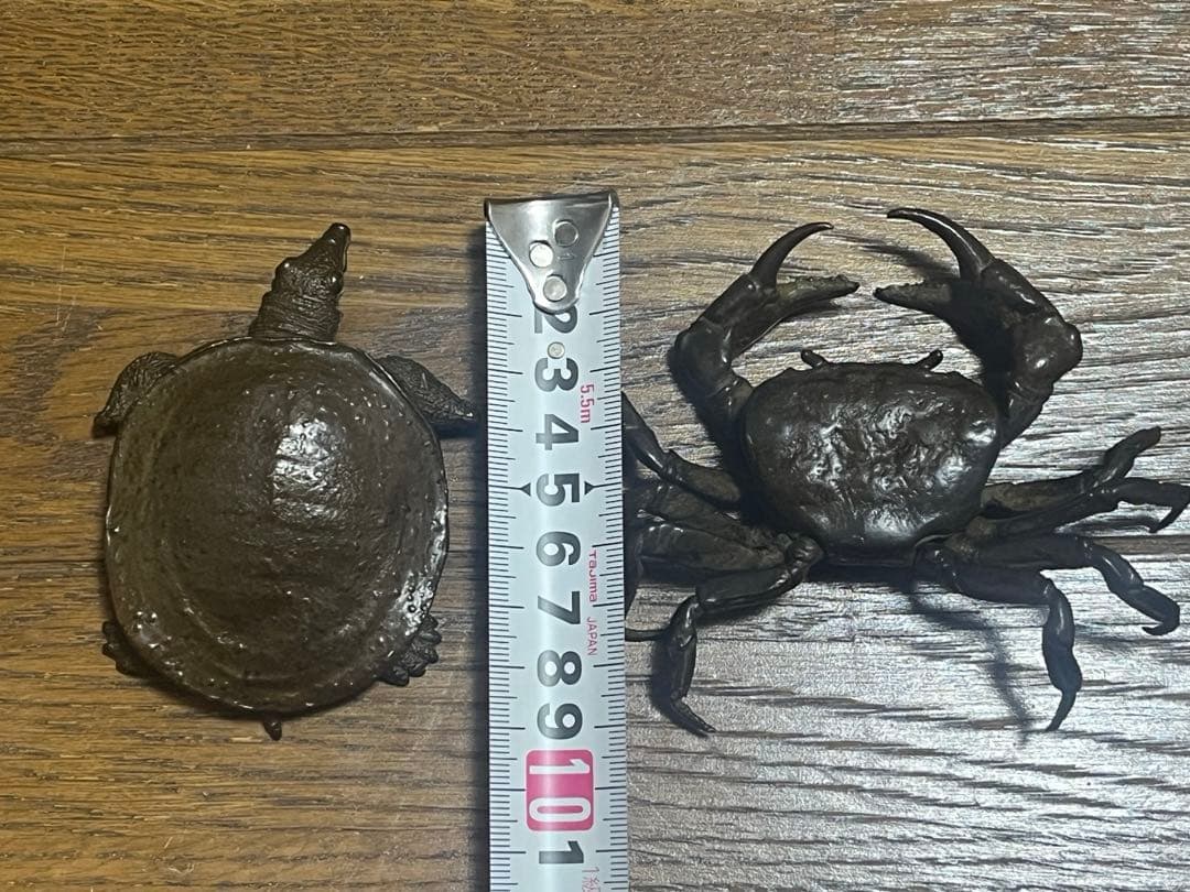 自在蟹　スッポン　置物　銘:安の介