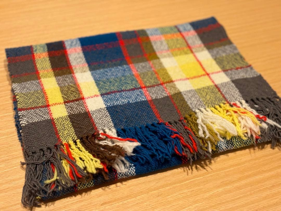 手織り　さをり織り　ハンドメイド　ショール
チェック柄 ストール