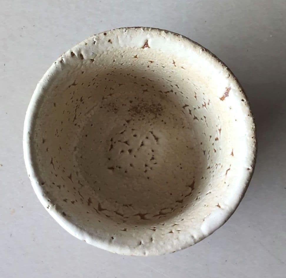 豊前上野焼　珍しい藁白釉　渡髙久　酒器セット　徳利1　お猪口2