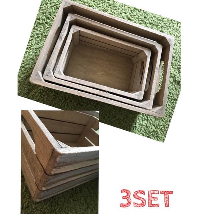 送料込み!新品!アンティーク調ウッドボックス 3個セット おしゃれカントリー家具