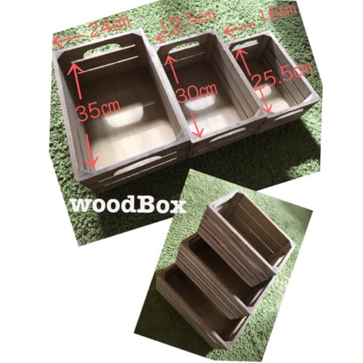 送料込み!新品!アンティーク調ウッドボックス 3個セット おしゃれカントリー家具