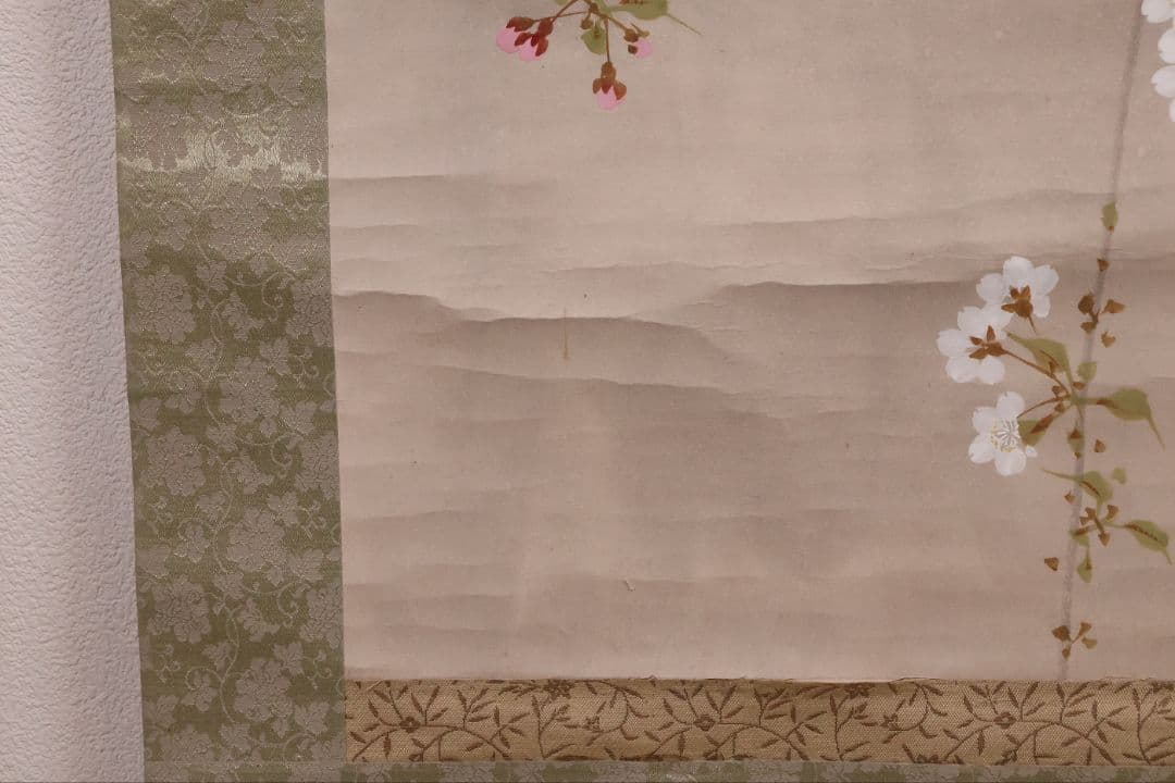 【模写】日本画 山口玲熈 桜の図 紙本 掛軸 師：菊池芳文 菊池契月 MB325