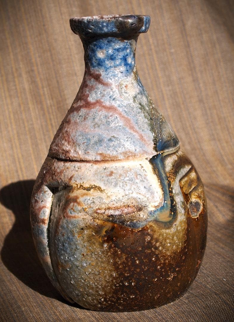 人気作家★大岩智之【師：隠崎隆一】★黒≪青窯変≫備前徳利★共箱