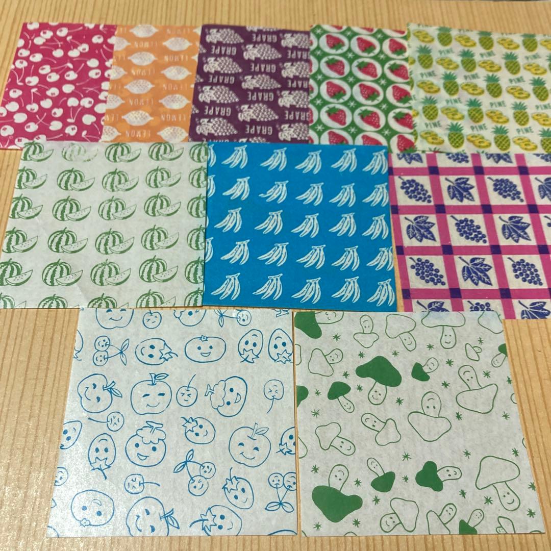 レア1点のみ✨昭和レトロサラサ千代紙　フルーツ柄　果物柄　イチゴ苺折り紙おりがみ