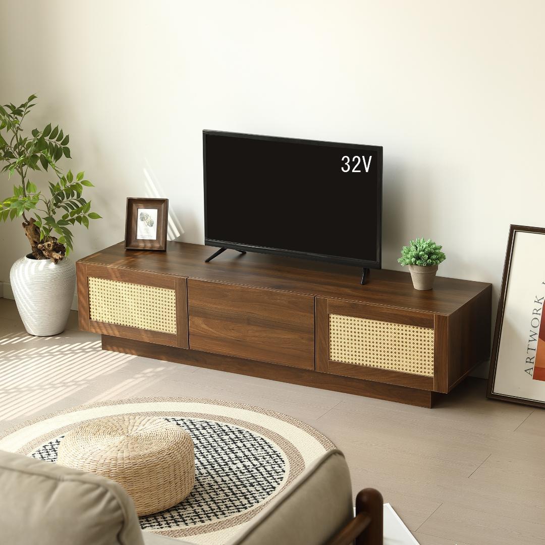 超人気！【幅150cm】テレビ台 ローボード テレビボード ラタン風 BROWN