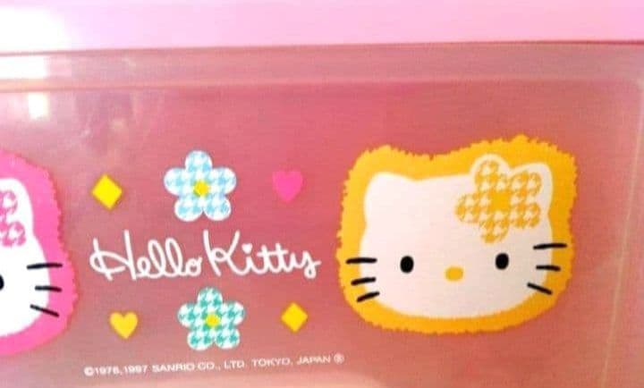 値下げ　当時物　1997年　ハローキティ　収納ケースBOX　平成レトロ　カオハナ