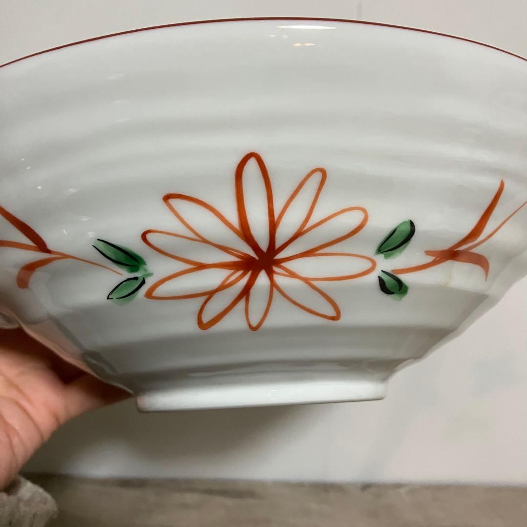 D-5 【美品】和食器 煮物鉢・大鉢 2点セット（織部焼風＆ たち吉赤絵）箱付き