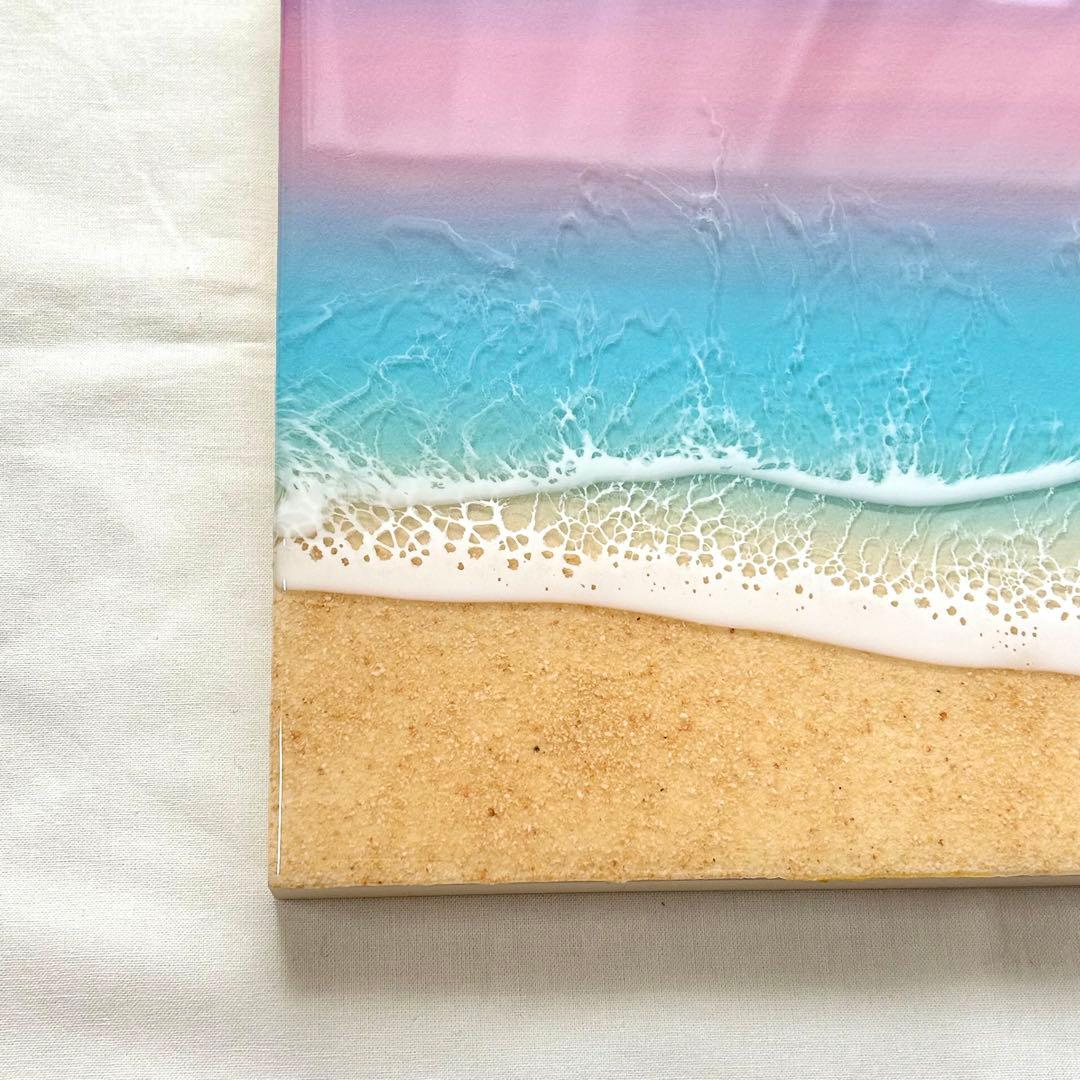 ハチクロ　朝日　海アート　波アート　オーシャンレジン　アートパネル　癒し