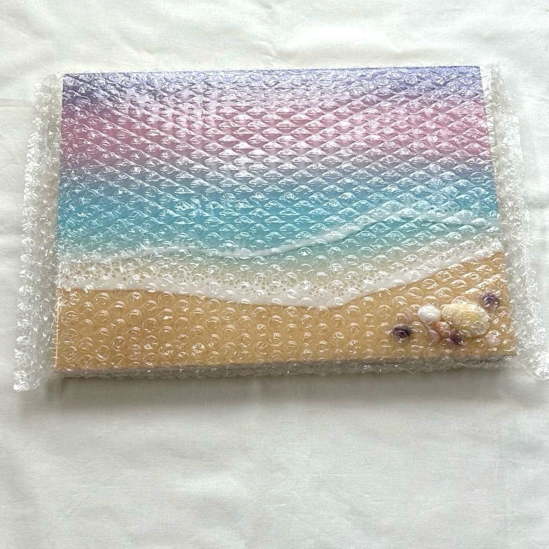 ハチクロ　朝日　海アート　波アート　オーシャンレジン　アートパネル　癒し