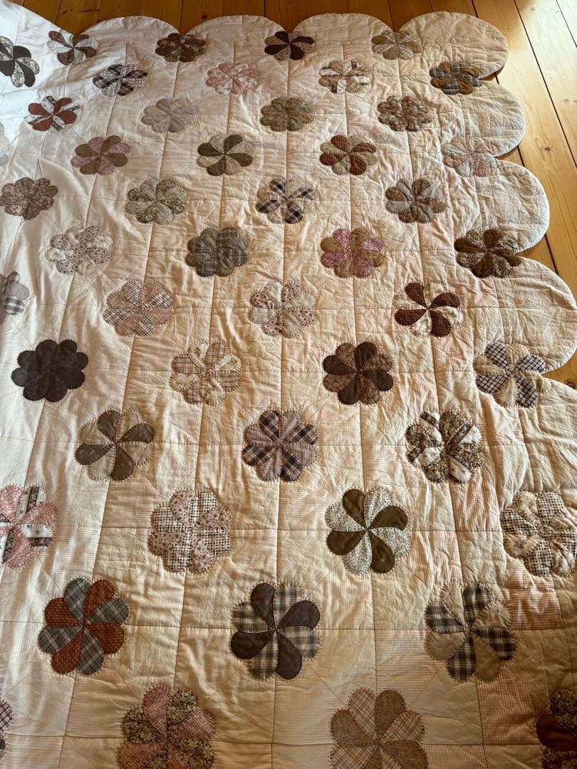 ハンドメイド パッチワーク 大判サイズ ベッドカバー マルチカバー