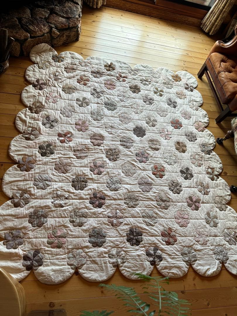 ハンドメイド パッチワーク 大判サイズ ベッドカバー マルチカバー