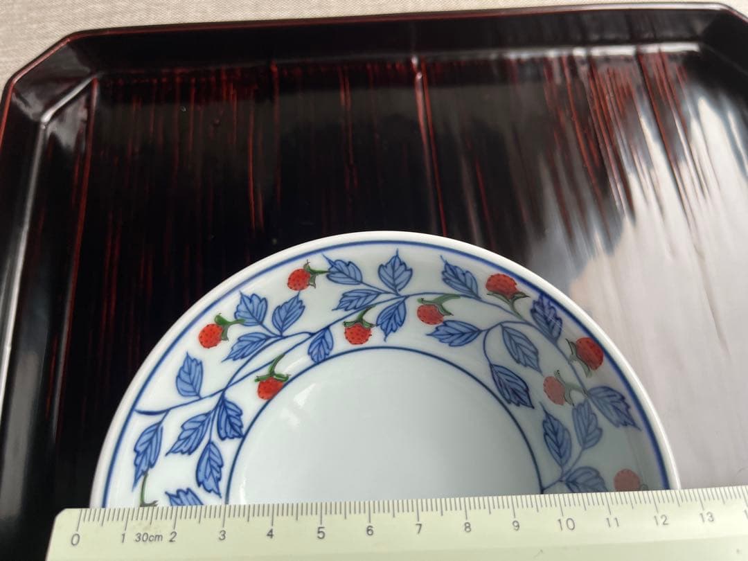 源右衛門　染錦苺絵（赤）　小鉢　デザート器　高台小鉢　1点