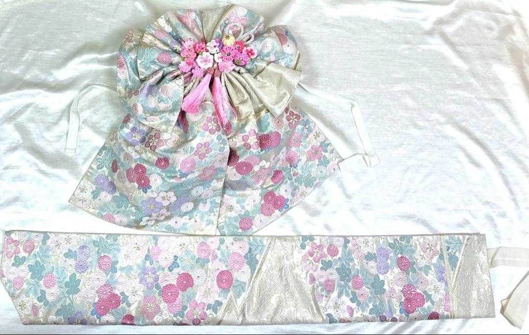 七五三　7歳　作り帯　だらり舞妓風　つまみ細工　ハーフ成人式　十三詣り　正絹