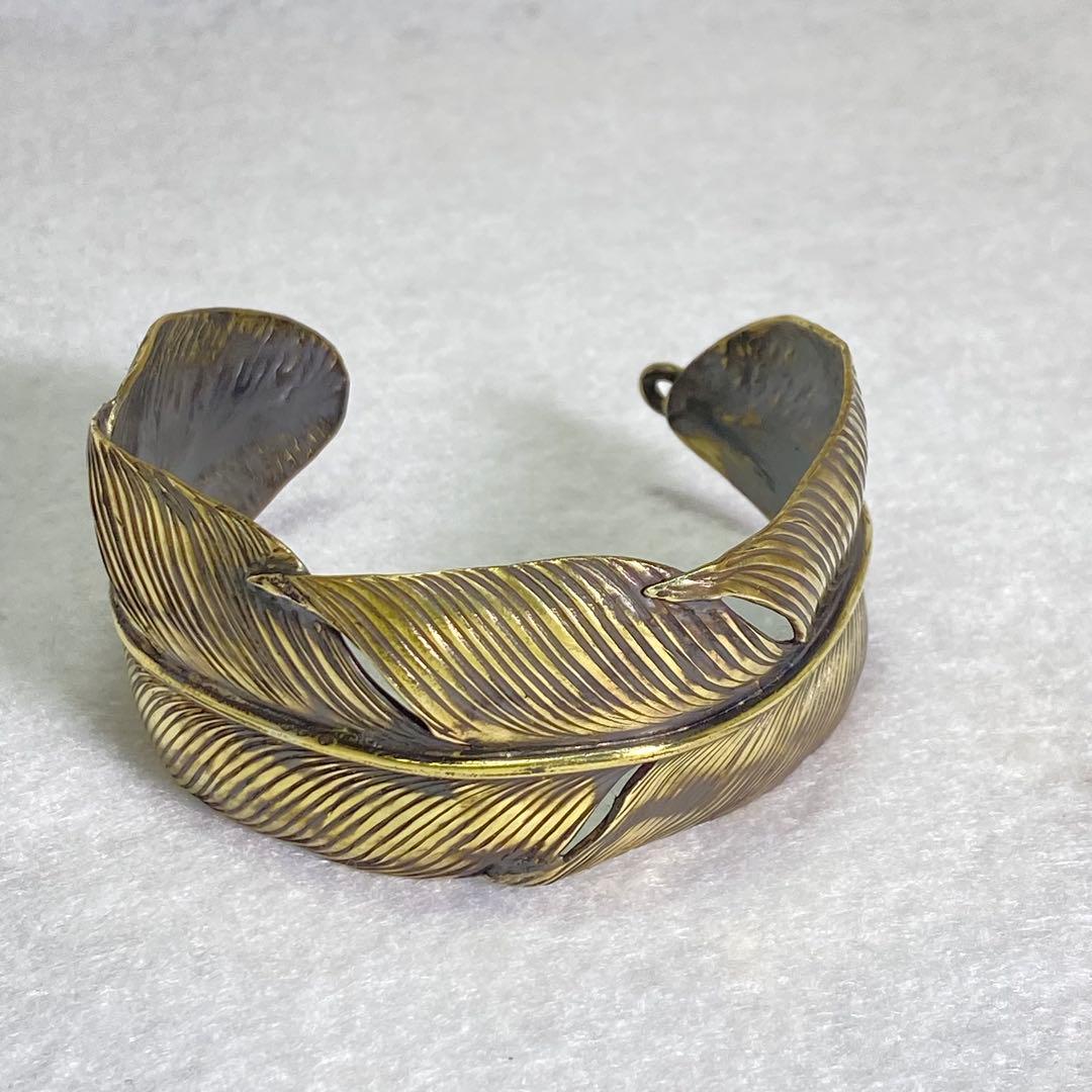 幅35mm 真鍮フェザーバングル 黒染め ハンドメイド