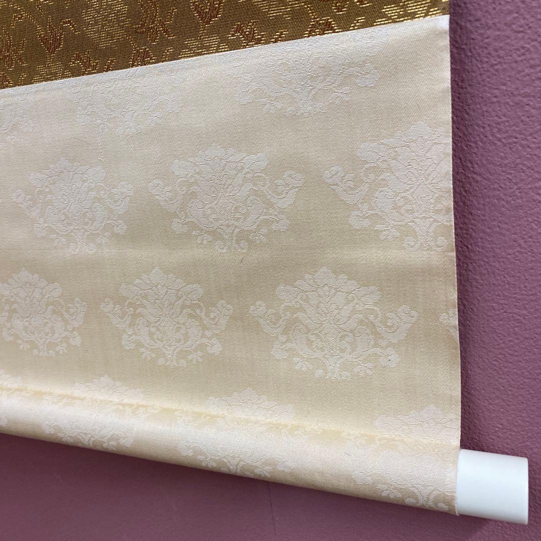 美品 掛軸 光琳・竣作 四季花鳥図 共箱 桜 翡翠 紅葉 南天 年中掛け