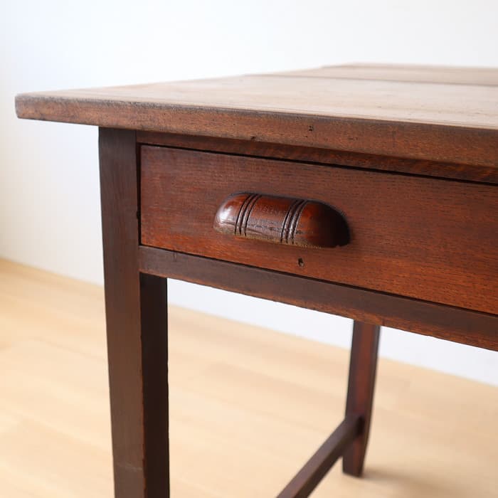 アンティーク 木製 片袖机 レトロ 無垢材 デスク 古家具