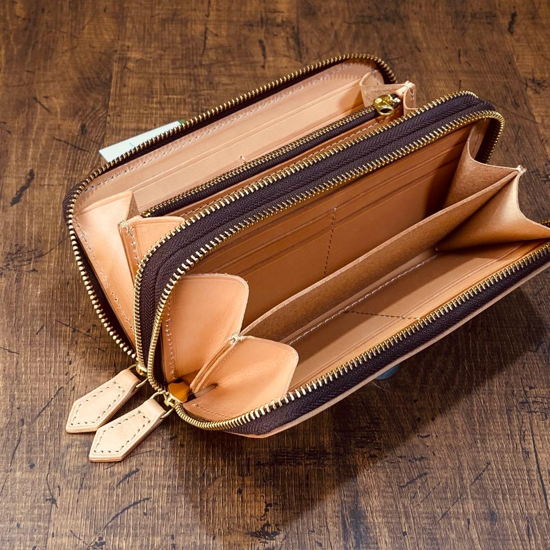 サドルレザー ヌメ革 ラウンドファスナー ダブルファスナー　メンズ財布