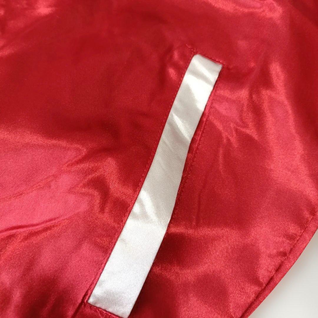 美品 ぺこちゃん 刺繍 スカジャン 薄手 レッド アウター レディース メンズM