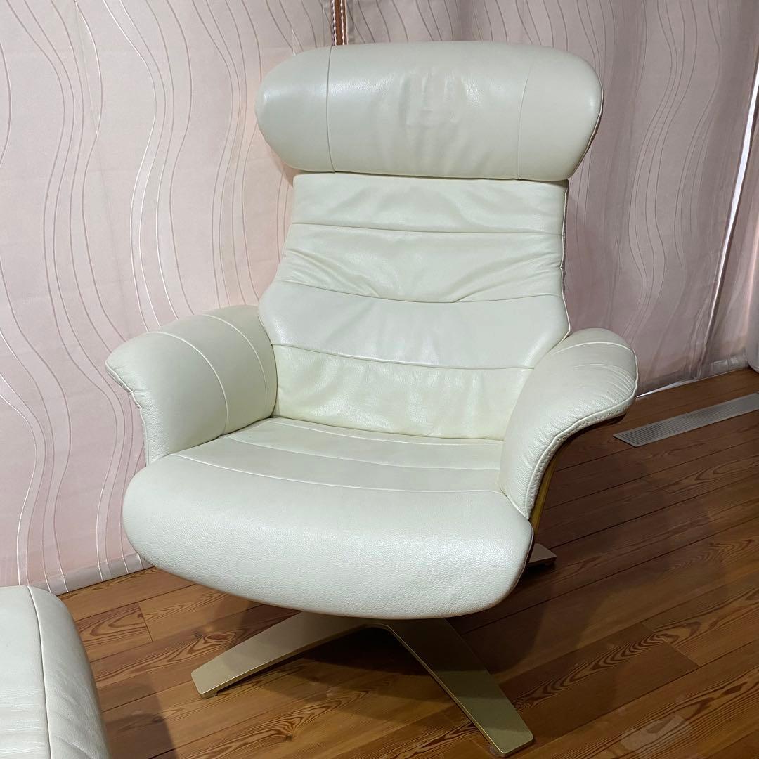 ①関家具　本革　レザー　リクライニングチェア　パーソナルチェア