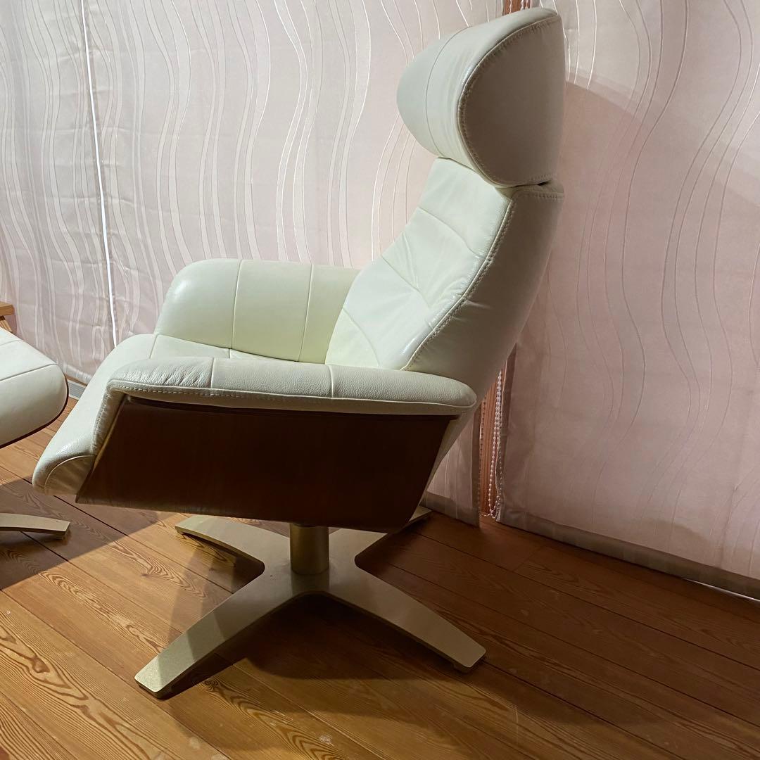 ①関家具　本革　レザー　リクライニングチェア　パーソナルチェア