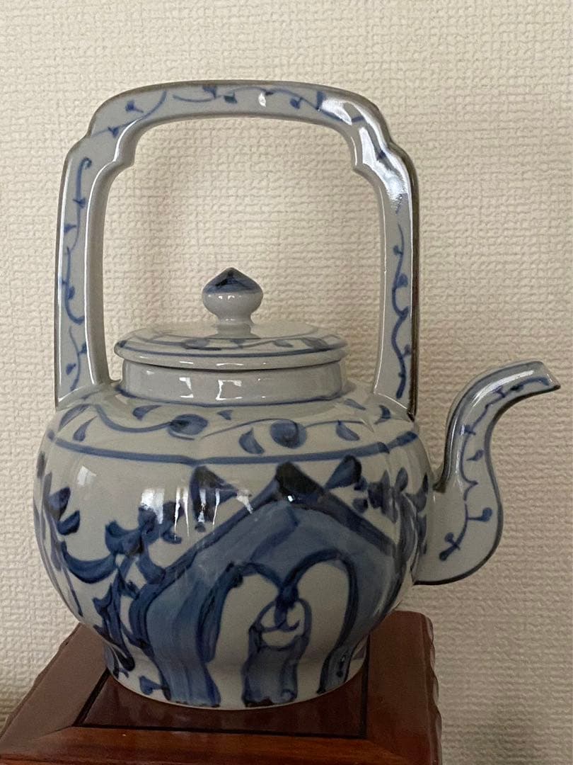 煎茶道具青花 染付 旧家蔵出茶器急須　陶器　古玩年代品