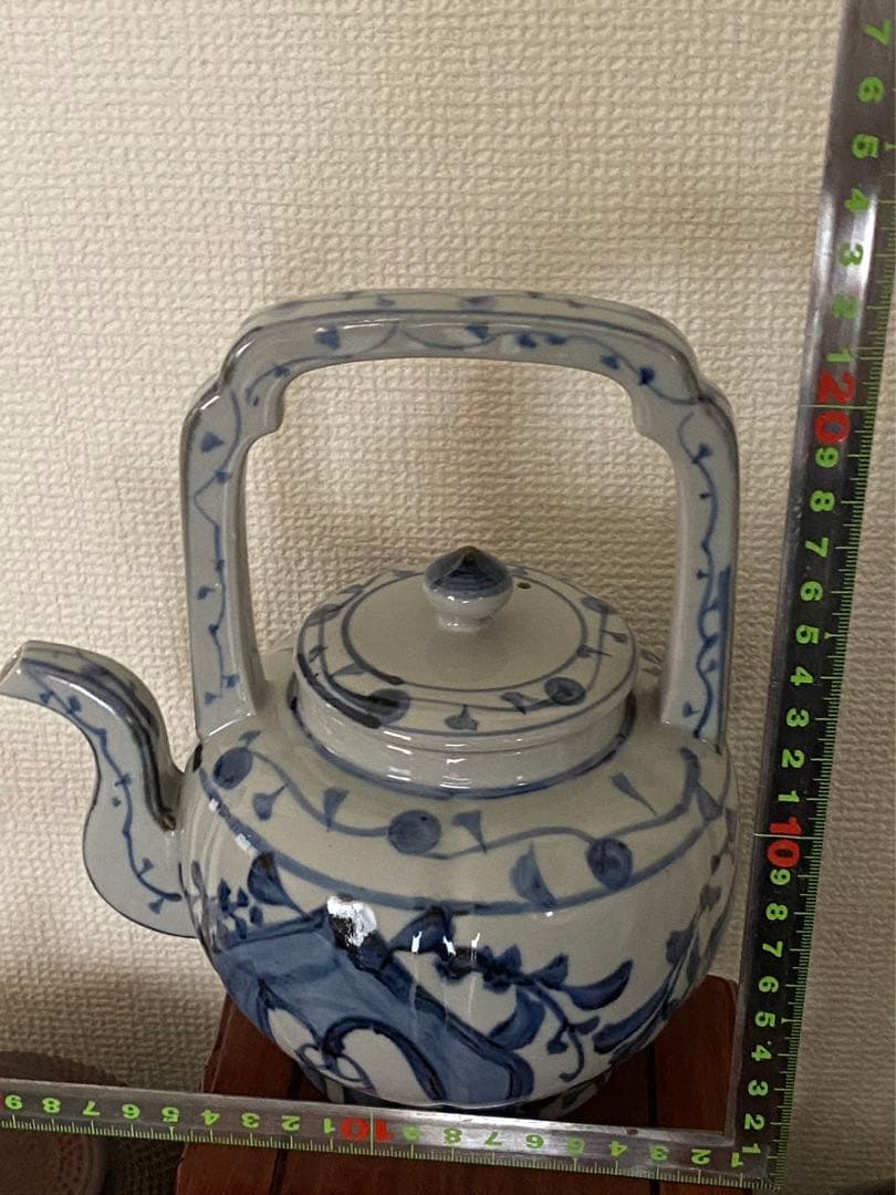 煎茶道具青花 染付 旧家蔵出茶器急須　陶器　古玩年代品