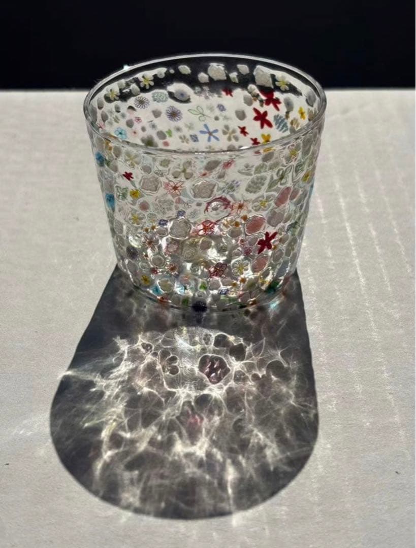 江波冨士子さん グラス 「花の庭」 新品 専用箱付き