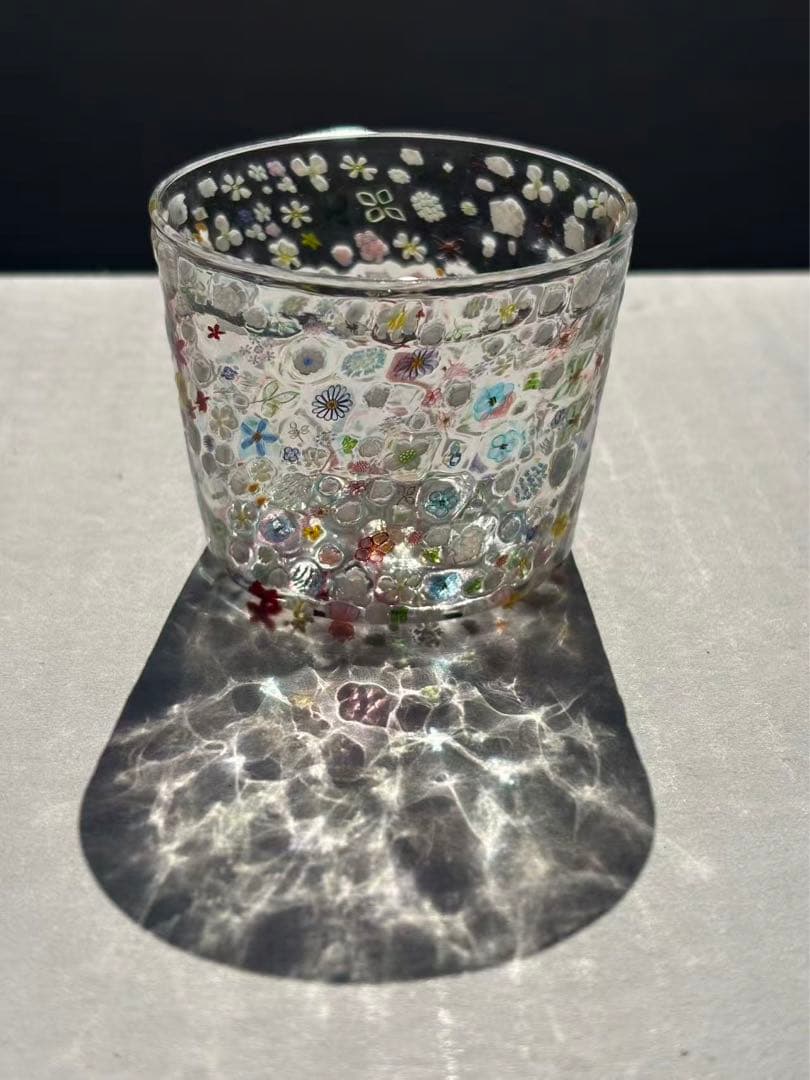 江波冨士子さん グラス 「花の庭」 新品 専用箱付き
