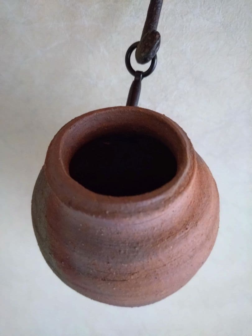 1掛け花入　利休好南蛮　千巻懸花入 米山窯　米山造　共箱入り 茶道具