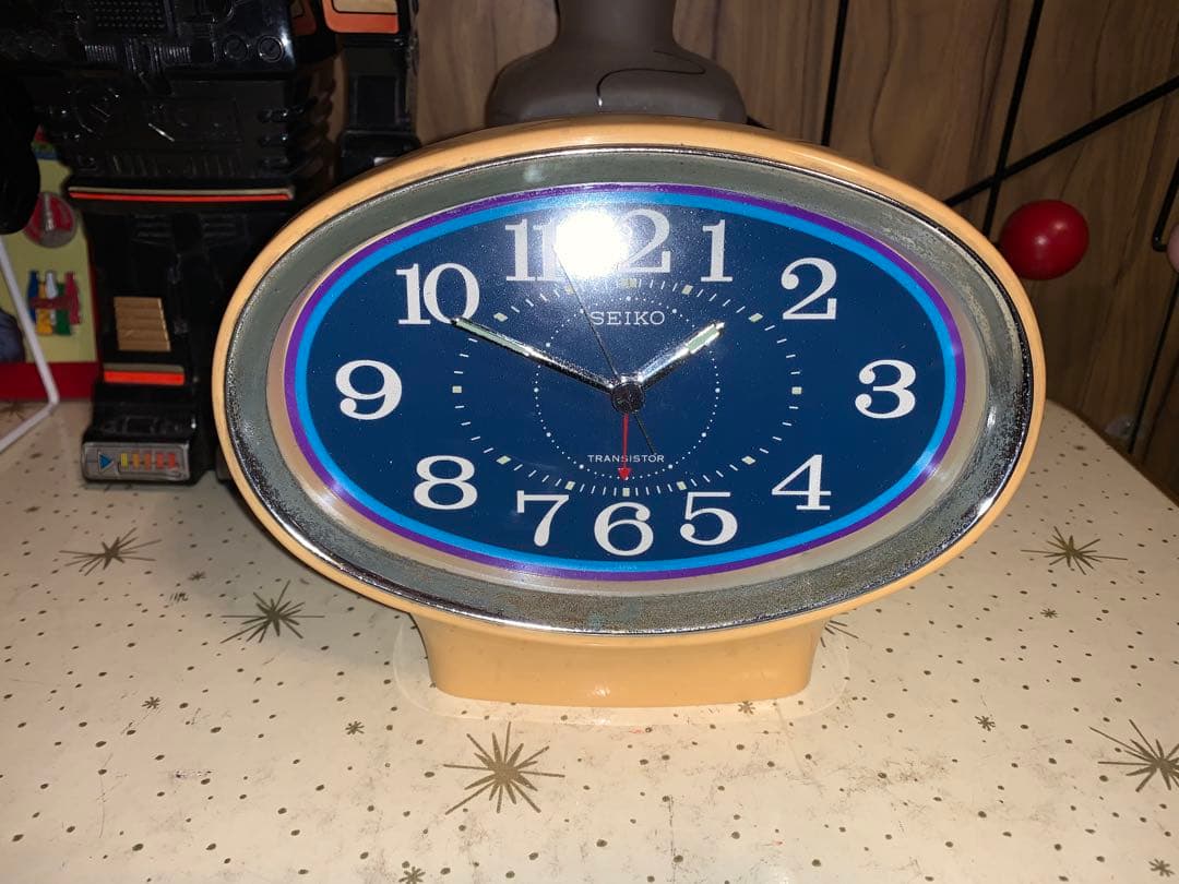 昭和レトロ　動作品　SEIKO セイコー　電池式　置時計　スペースエイジ