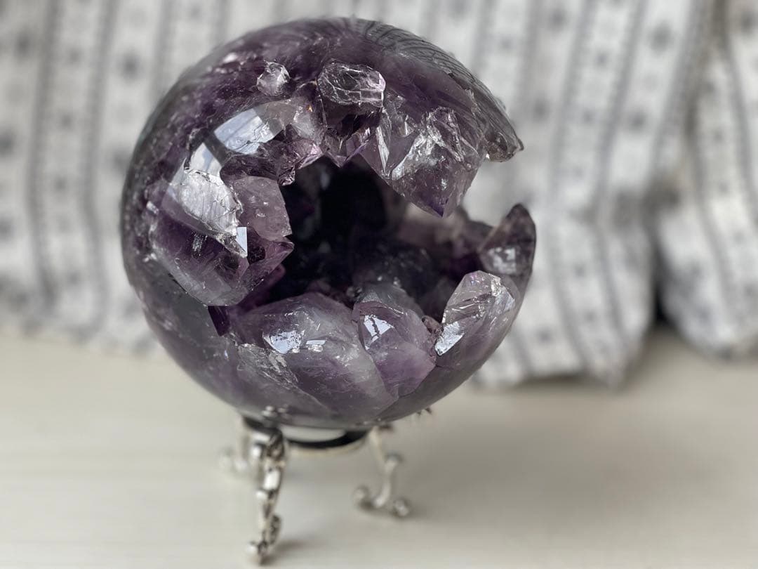 美品！アメジスト笑口 天然石 台座付き♡
