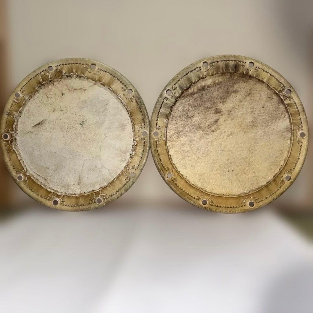 未使用 締太鼓 1丁掛け用 皮（打面）2枚セット 本皮 張替え用