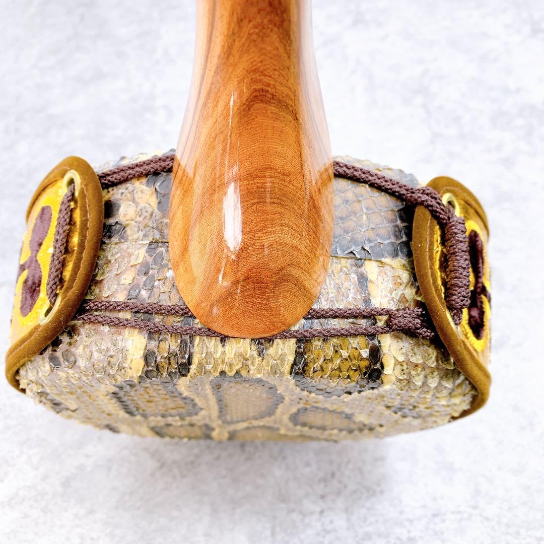 沖縄三線　本蛇皮張り クロコレザー調 ハードケース 杢目 本皮 三線 琉球