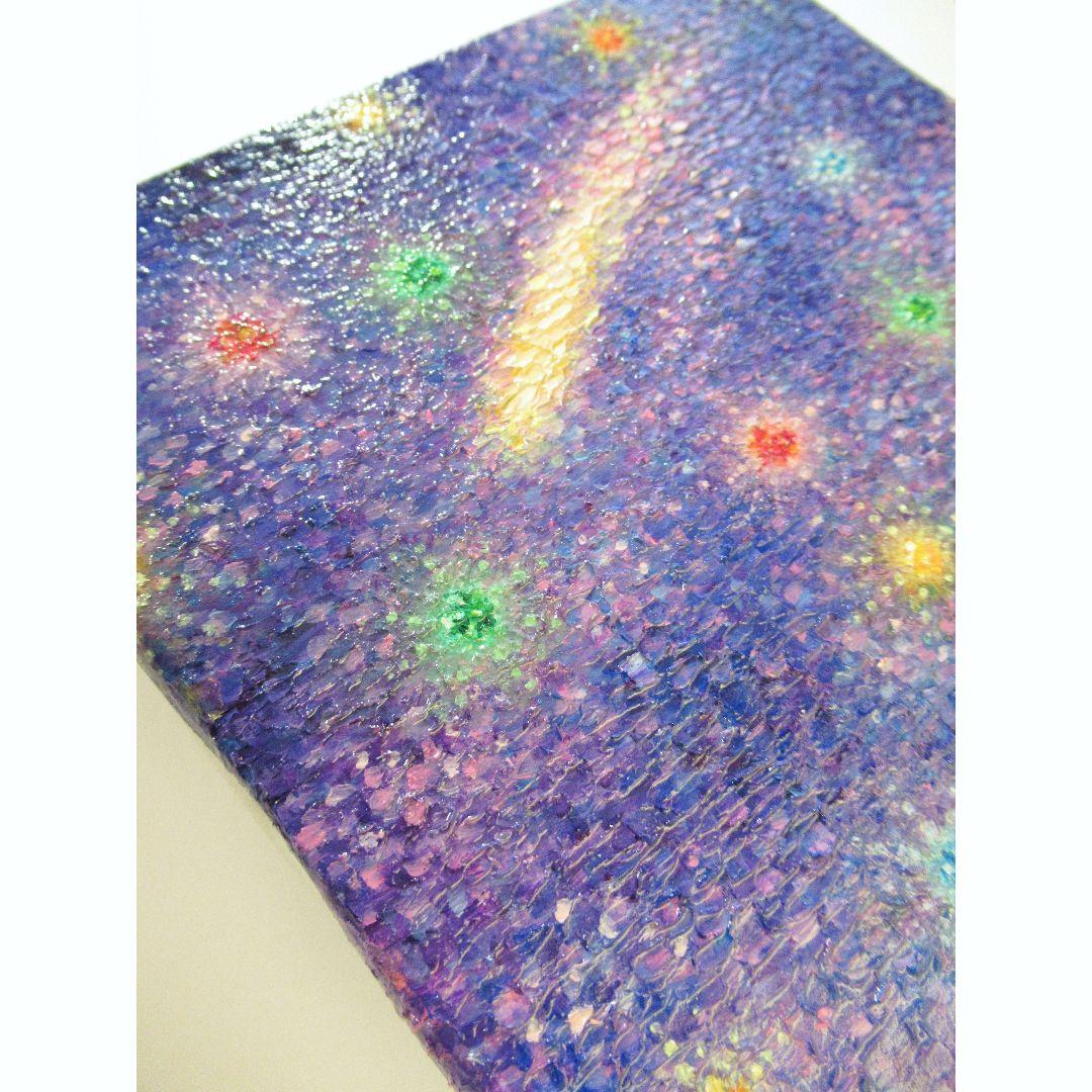 [匿名で配送] 一点もの ネコ 天使 星 宇宙 油絵 油彩 絵