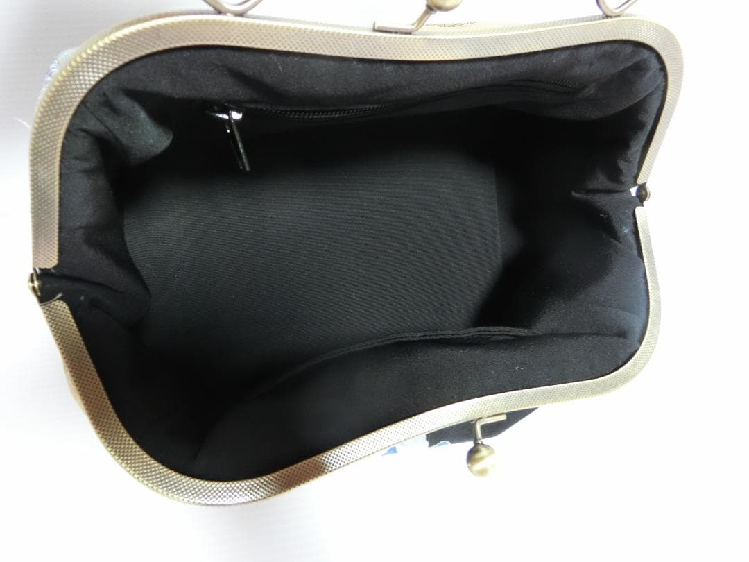 ハンドメイド バンブー 持ち手 がま口 ハンドバッグ 着物地